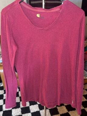 Carhartt Women's Long Sleeve V-Neck Top - Raspberry Pink